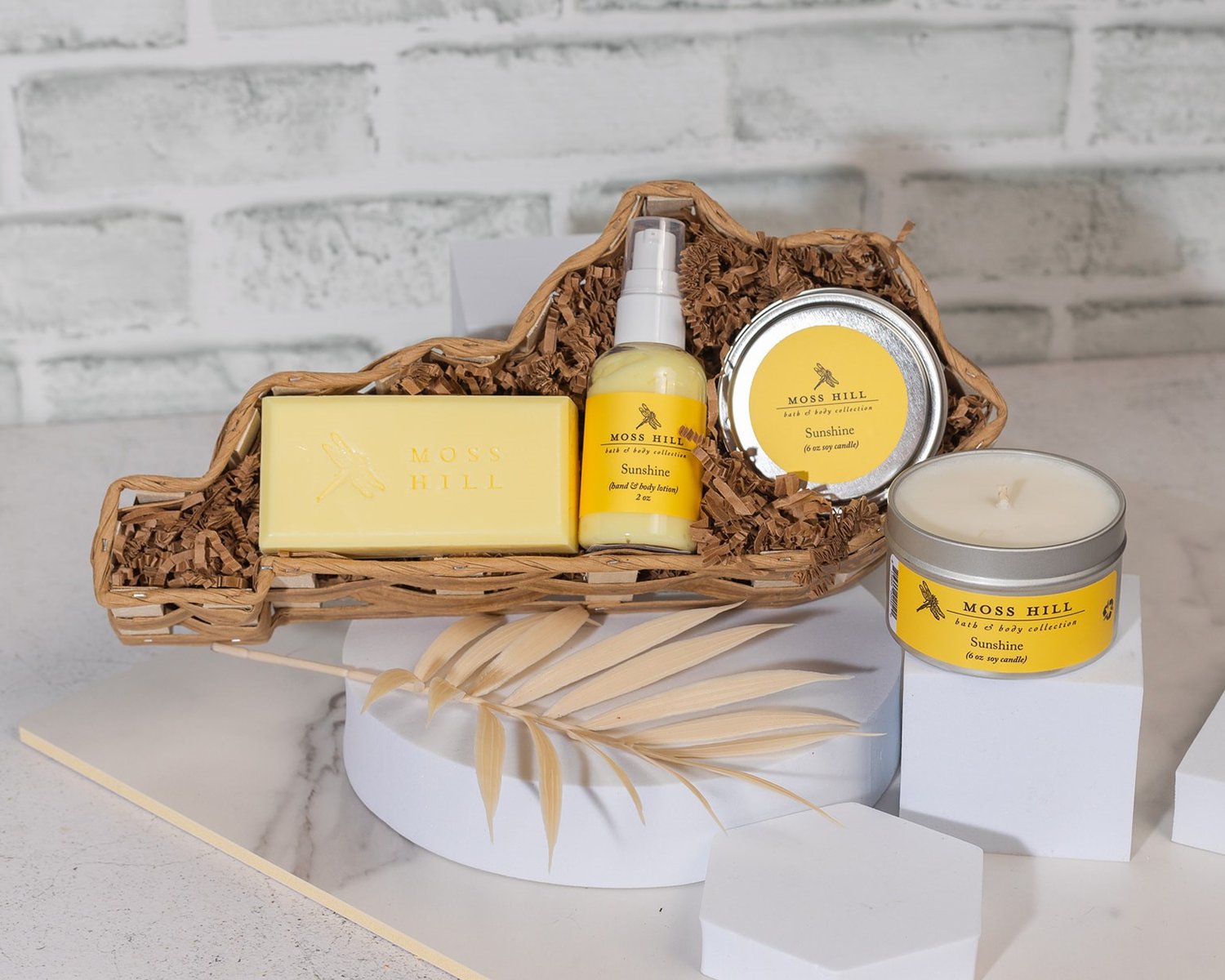 Kentucky Basket Small St with Sunshine fragrance handmade soap, soy candle, and handmade lotion, ideal for a bright body care gift