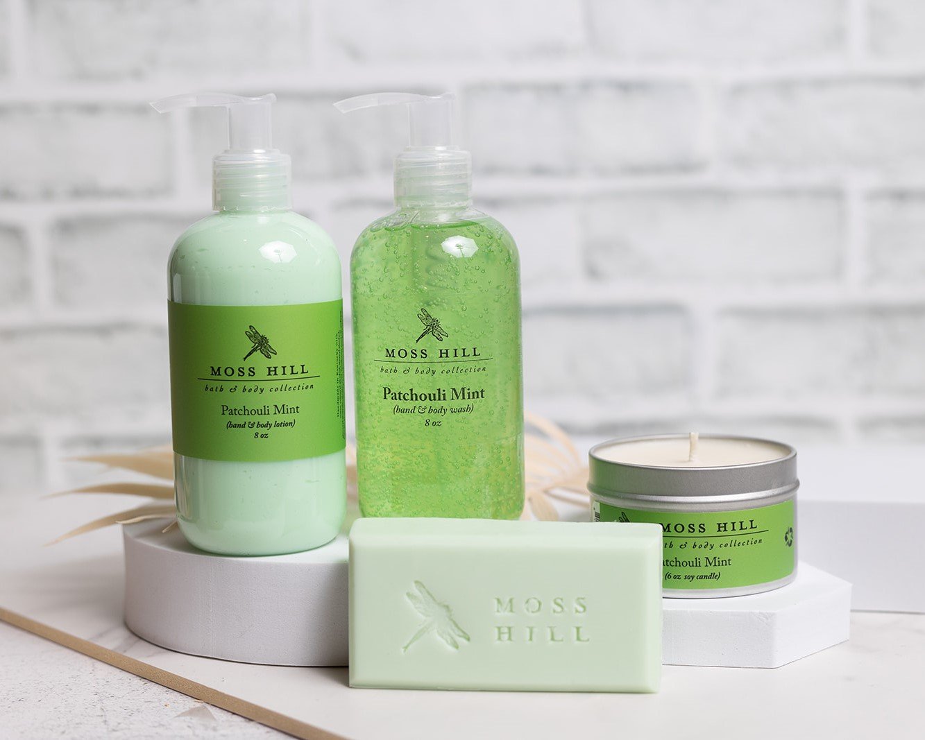 Patchouli Mint gift set with custom soaps, lotions, and handmade soap bar.