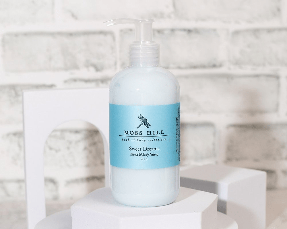 Sweet Dreams scented handmade lotion in 8 ounce bottle.