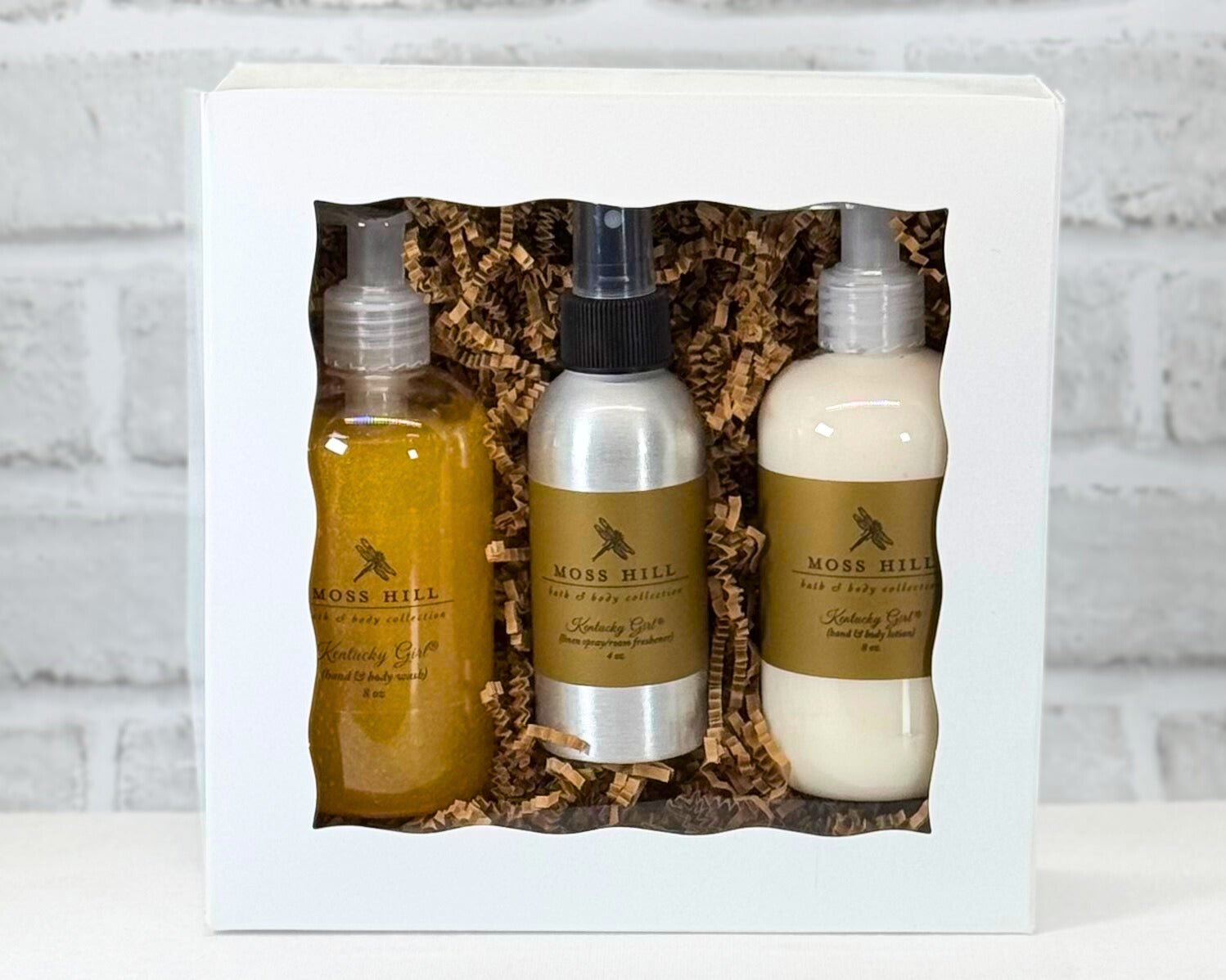 Hand & body wash, lotion, and linen spray gift set from Moss Hill Bath & Body