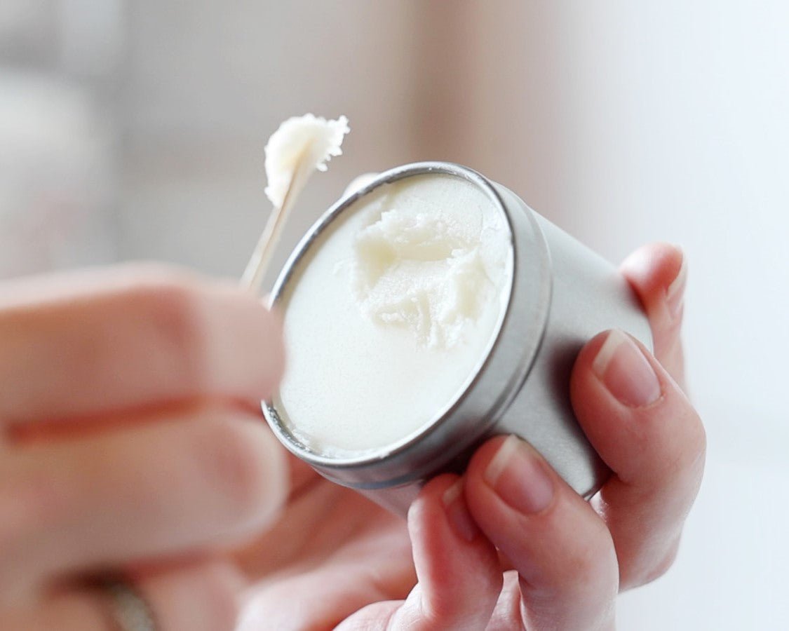 Dry Skin Relief 2 oz tin in limited edition fragrance, handmade by Moss Hill