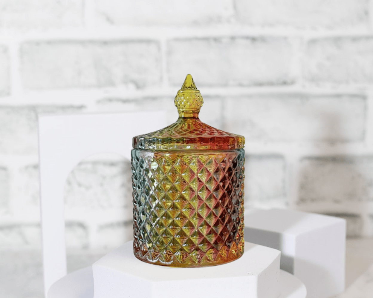 Custom candle in glass holder by Moss Hill.