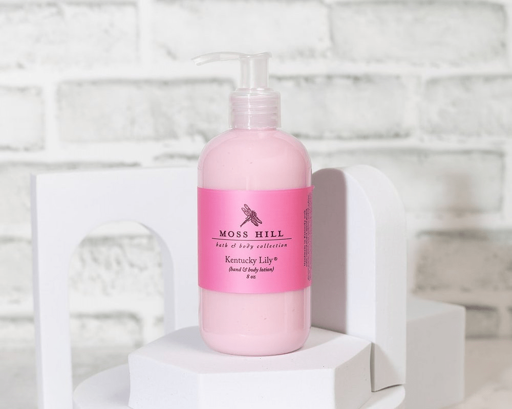 Handmade lotion in 8 ounce bottle in scent called Kentucky Girl.