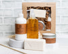 Bathe in Bourbon gift set with custom soaps, lotions, and soap bar.